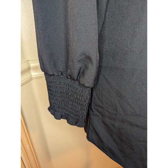 Soft Surroundings Vivian Black Ruffle High Neck Gold Button Up Shirt Size MP - Picture 5 of 9